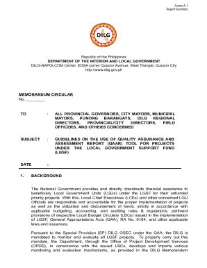 MEMORANDUM CIRCULAR No. TO : ALL PROVINCIAL .